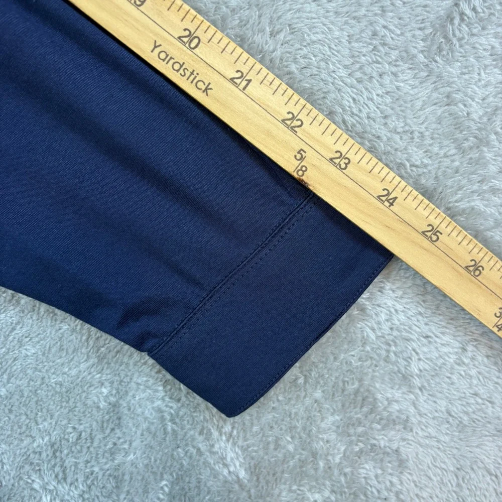 Mizzen+Main Shirt Mens Medium Trim Fit Performance Long Sleeve Polo Navy Stretch